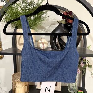 Naked Wardrobe Blue Fitted Crop Tank Top size xs